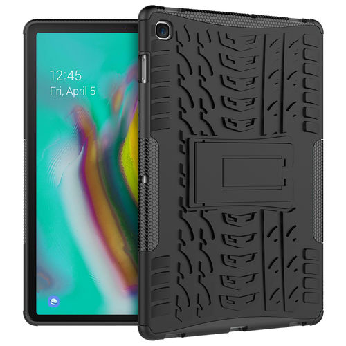 Dual Layer Rugged Shockproof Case & Stand for Samsung Galaxy Tab S5e - Black